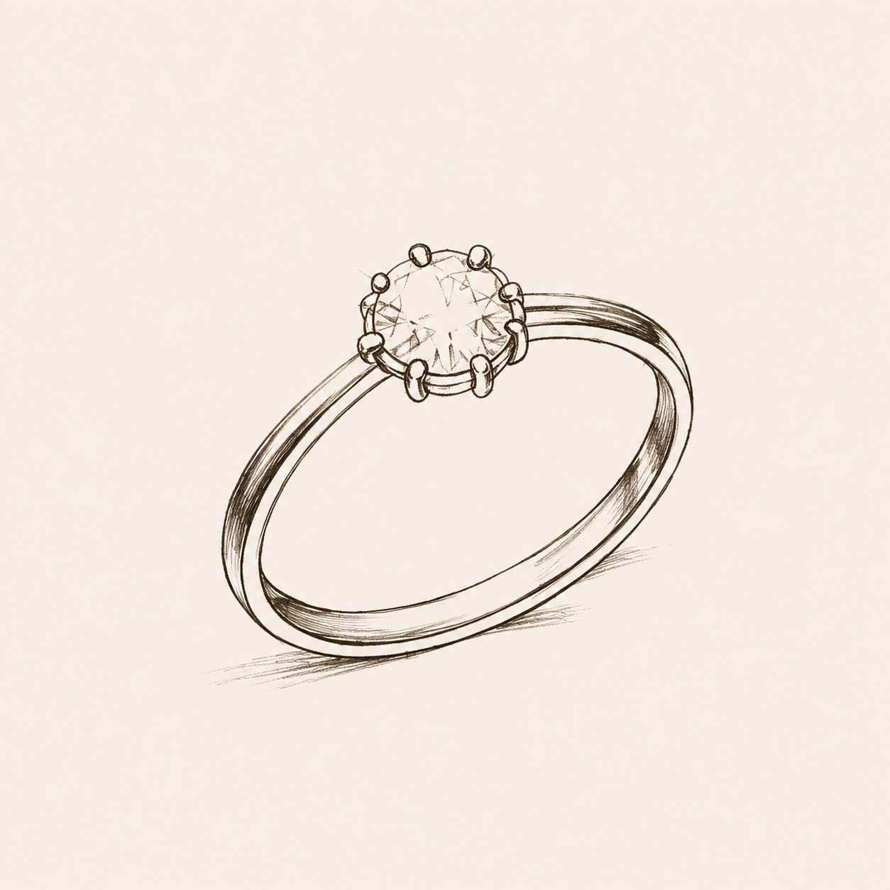 Hand-drawn finished polished ring